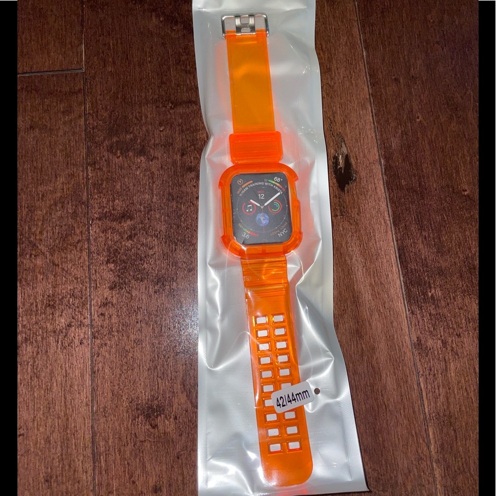 Plastic apple Iwatch band clear orange size 42/44 mm